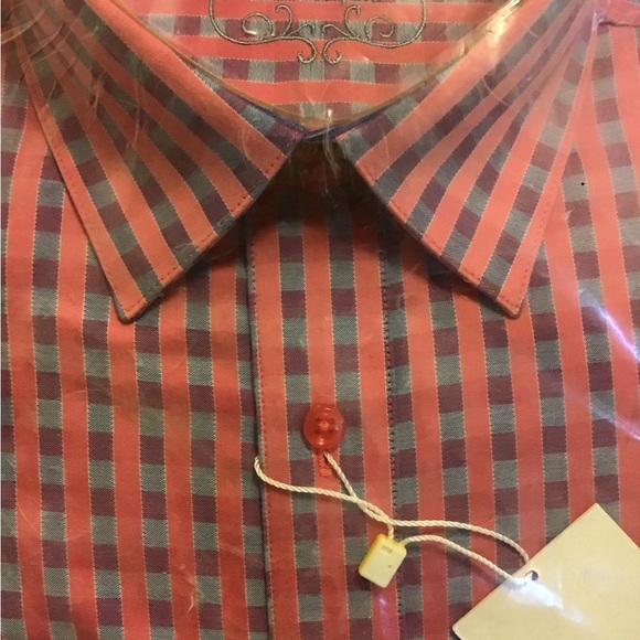 PLATINO DE MARQUIS MENS NWT LS BUTTON DOWN SHIRT IN S 32-33 14.5 - Picture 3 of 3